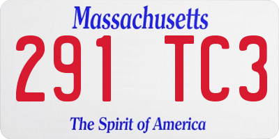 MA license plate 291TC3