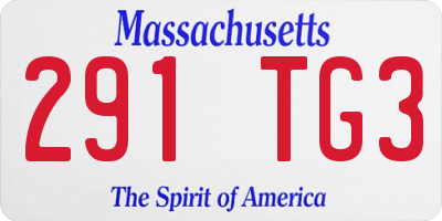 MA license plate 291TG3
