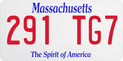MA license plate 291TG7