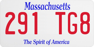 MA license plate 291TG8