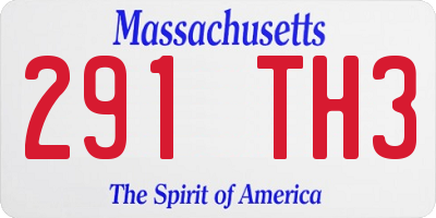 MA license plate 291TH3