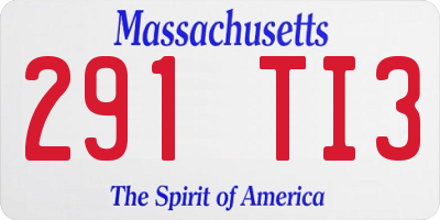MA license plate 291TI3