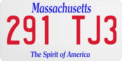 MA license plate 291TJ3