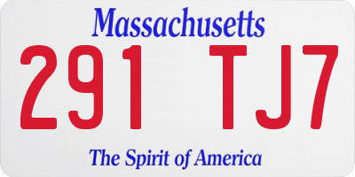 MA license plate 291TJ7