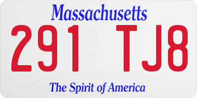 MA license plate 291TJ8