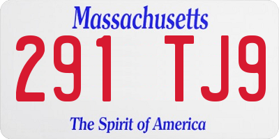 MA license plate 291TJ9