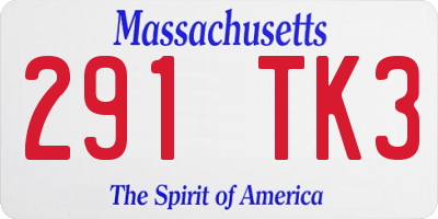 MA license plate 291TK3