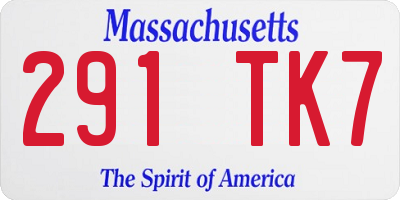 MA license plate 291TK7