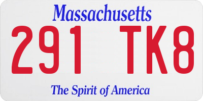 MA license plate 291TK8