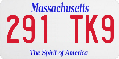 MA license plate 291TK9
