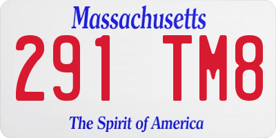 MA license plate 291TM8