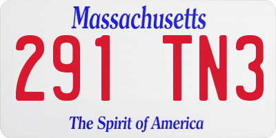 MA license plate 291TN3