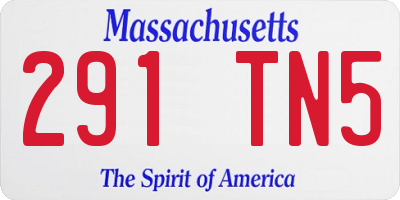 MA license plate 291TN5