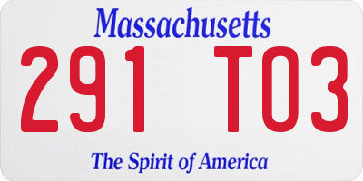 MA license plate 291TO3