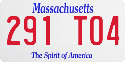 MA license plate 291TO4