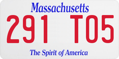 MA license plate 291TO5