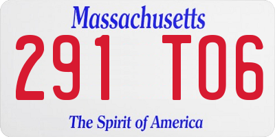 MA license plate 291TO6