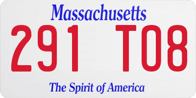 MA license plate 291TO8