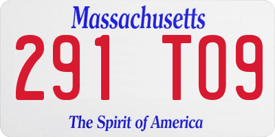 MA license plate 291TO9