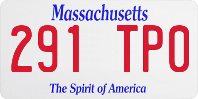 MA license plate 291TP0