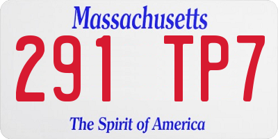 MA license plate 291TP7