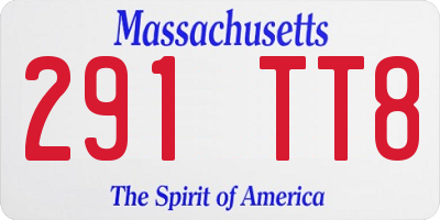 MA license plate 291TT8