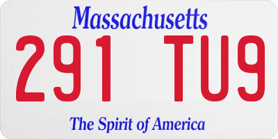 MA license plate 291TU9