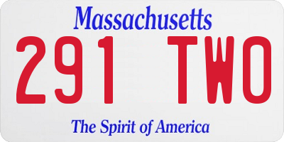 MA license plate 291TW0