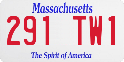 MA license plate 291TW1