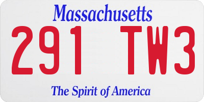 MA license plate 291TW3
