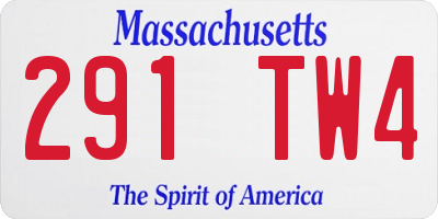 MA license plate 291TW4
