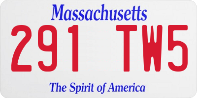 MA license plate 291TW5
