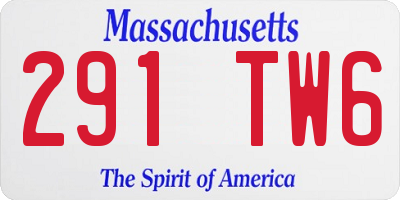 MA license plate 291TW6
