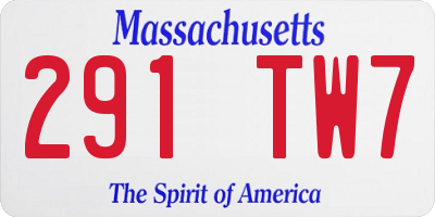 MA license plate 291TW7
