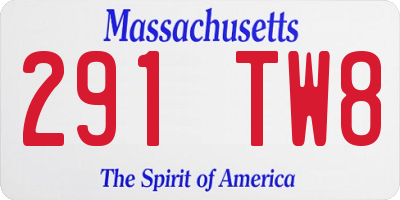 MA license plate 291TW8