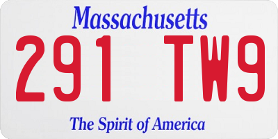 MA license plate 291TW9