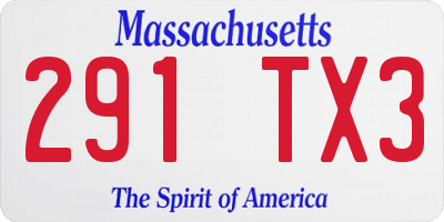 MA license plate 291TX3