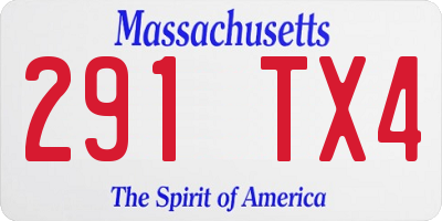 MA license plate 291TX4