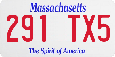 MA license plate 291TX5
