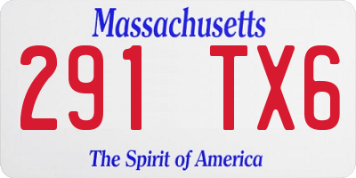 MA license plate 291TX6