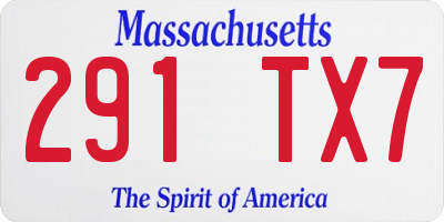 MA license plate 291TX7