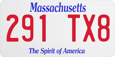 MA license plate 291TX8