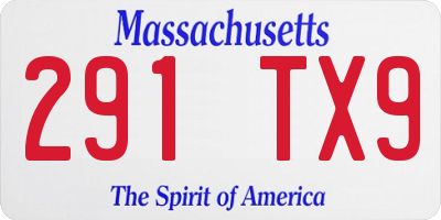 MA license plate 291TX9
