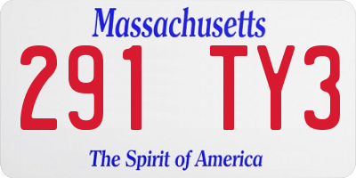 MA license plate 291TY3