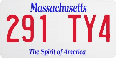 MA license plate 291TY4