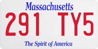 MA license plate 291TY5