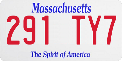 MA license plate 291TY7