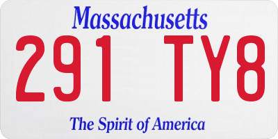 MA license plate 291TY8