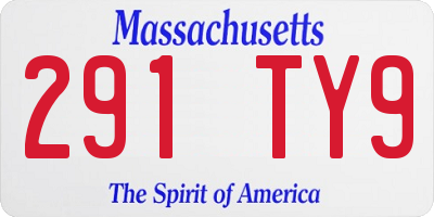 MA license plate 291TY9