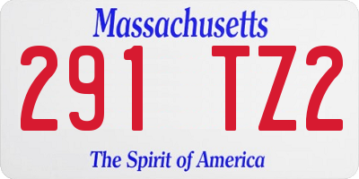 MA license plate 291TZ2